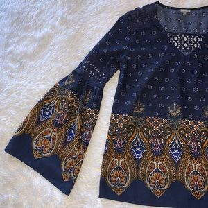 Bell Sleeve Paisley Gypsy Top